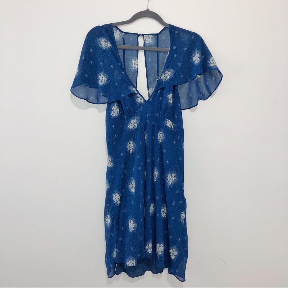Urban Outfitters Lace-Up Mini Dress in Blue Floral